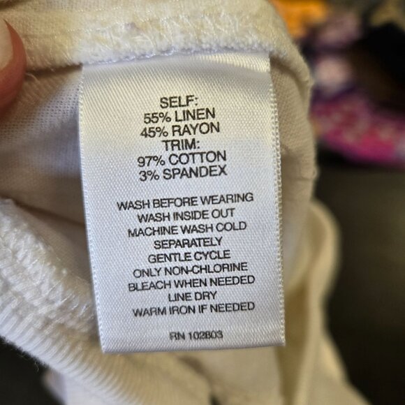 Valerie Stevens Womens White Linen Blend Pull-On Wide Leg Pants 8P - Picture 6 of 9